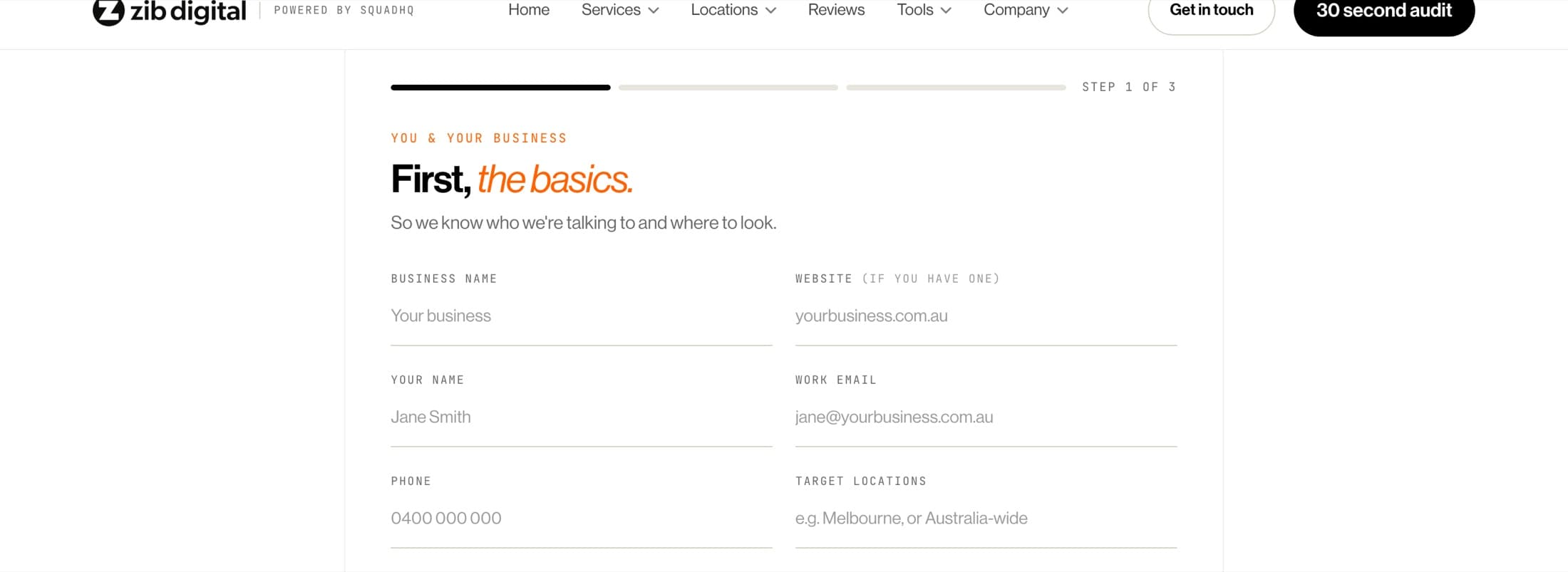 The ZiB pre-qualification journey interface